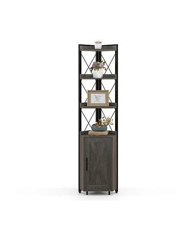 Gouun Tall Corner Storage Cabinet with 3-Tier Shelf and Enclosed Cabinet