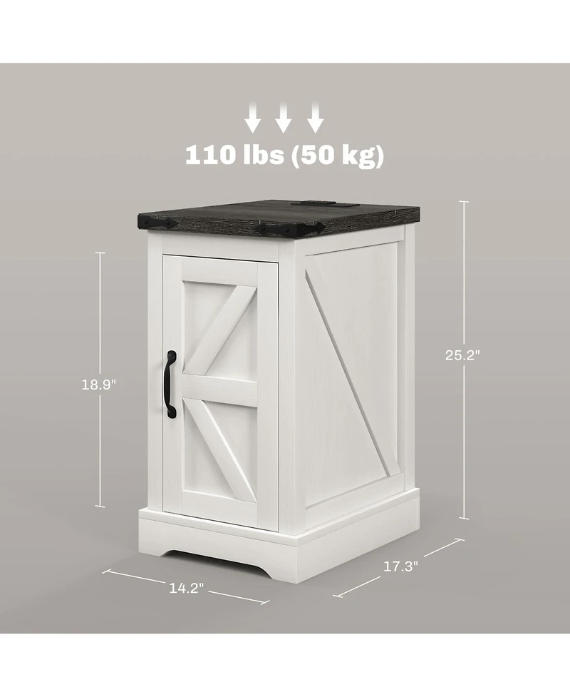 Homcom End Table with Charging Station and Usb Ports,