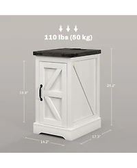Homcom End Table with Charging Station and Usb Ports,