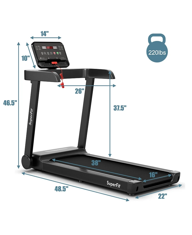 Gymax 2.25HP Electric Motorized Running Machine Treadmill w/ Led Display App Control