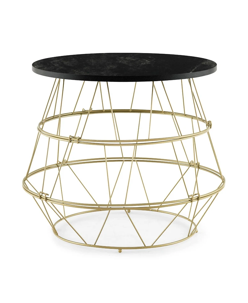 Gouun Round Metal Frame End Table with Removable Top