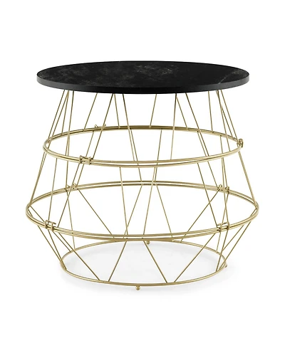 Gouun Round Metal Frame End Table with Removable Top