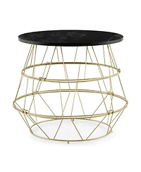 Gouun Round Metal Frame End Table with Removable Top