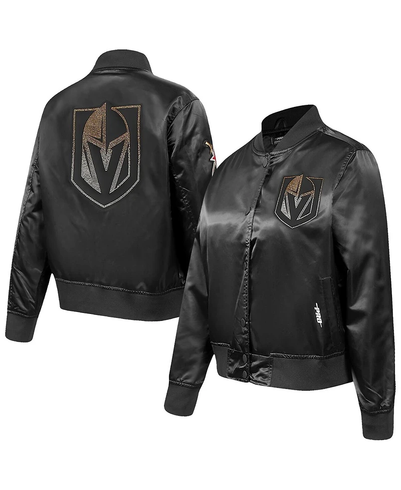 Pro Standard Women's Black Vegas Golden Knights Rhinestone Jewels Satin Full-Snap Jacket