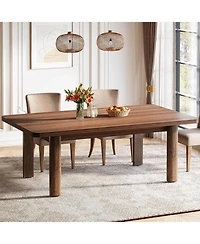 Tribesigns Wood Dining Table for 4-6 People, 63-Inch Farmhouse Kitchen Table with Solid Wood Legs, Rectangular Dinner Table