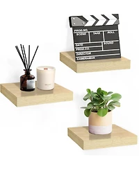 Set of 3 (9") Sorbus Square Floating Shelves with Invisible Mounting Brackets for Living Room Decor, Bedroom, Bathroom Decor, Home & Kitchen (Map
