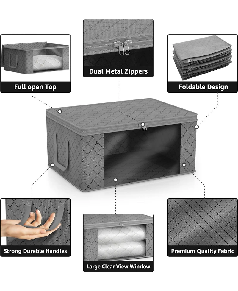 Sorbus 3 Pack Foldable Storage Bag Organizers - Great for Clothes, Blankets, Closets, Bedrooms