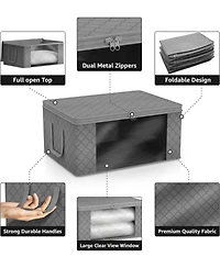 Sorbus 3 Pack Foldable Storage Bag Organizers - Great for Clothes, Blankets, Closets, Bedrooms