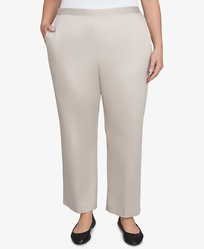 Alfred Dunner Plus Size Coming Up Roses Sateen Woven Average Length Pants