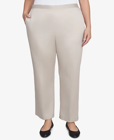 Alfred Dunner Plus Size Coming Up Roses Sateen Woven Average Length Pants