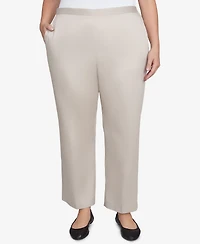 Alfred Dunner Plus Size Coming Up Roses Sateen Woven Average Length Pants