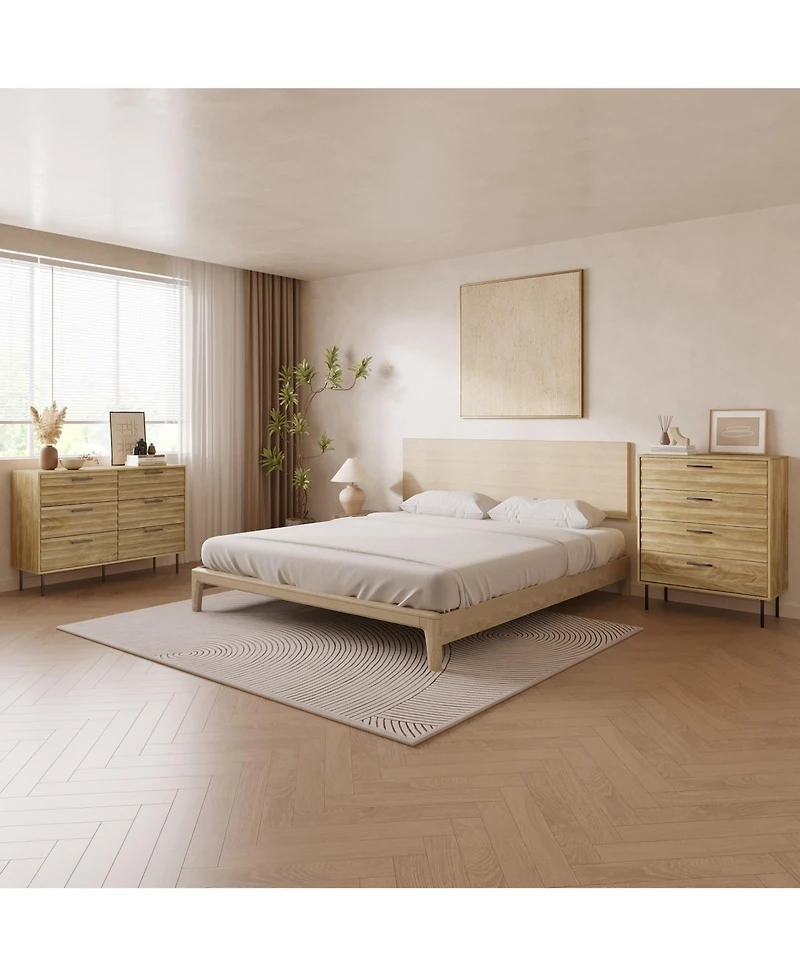 LuxenHome Mid-Century Modern Wave 4-Drawer 31.5-Inch Wide Accent Chest