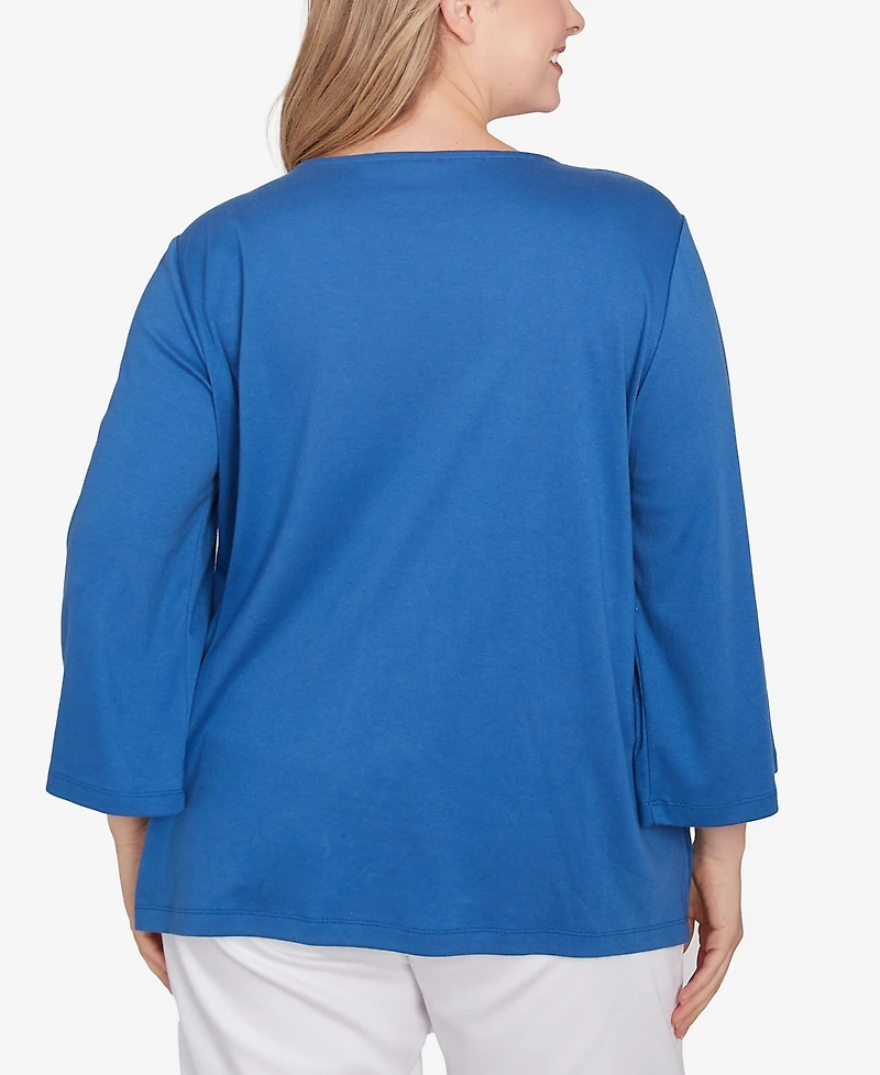 Ruby Rd. Plus Embroidered Scattered Floral Top