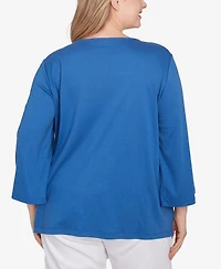 Ruby Rd. Plus Embroidered Scattered Floral Top