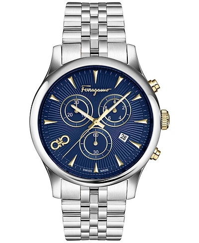 Ferragamo Men's Swiss Chronograph Duo Stainless Steel Bracelet Watch 42mm