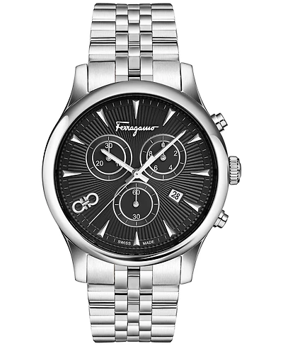 Ferragamo Men's Swiss Chronograph Duo Stainless Steel Bracelet Watch 42mm
