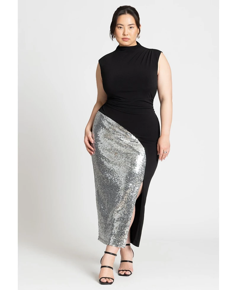 Eloquii Plus Funnel Neck Knit Dress With Sequin