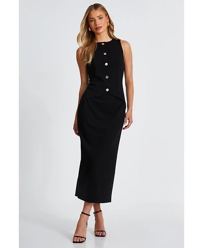Quiz Women's 2 In 1 Scuba Crepe Waistcoat and Skirt Dress