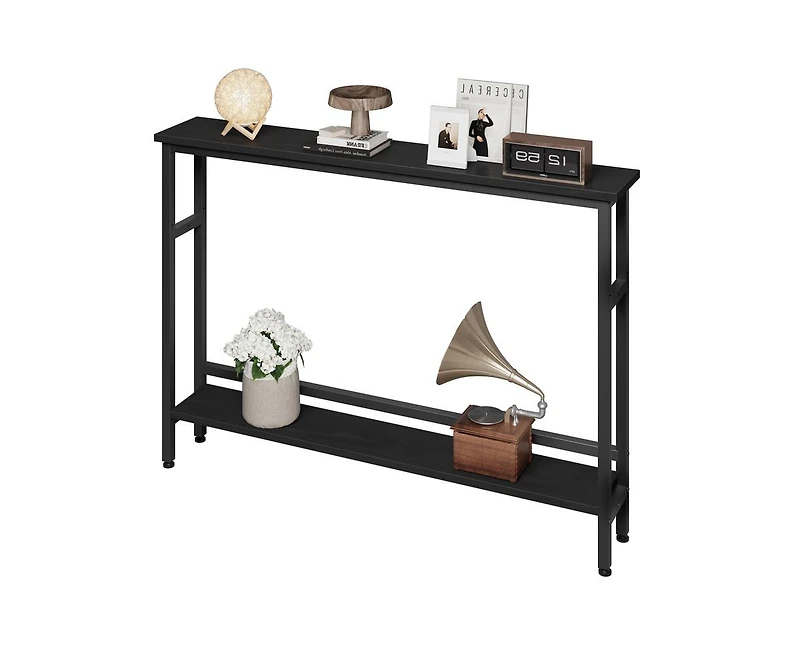 gaomon 5.9" Narrow Sofa Table, 2 Tier Skinny Console Table with Adjustable Shelf, Slim Behind Couch Table for Living Room, Entryway, Hallway, Foyer