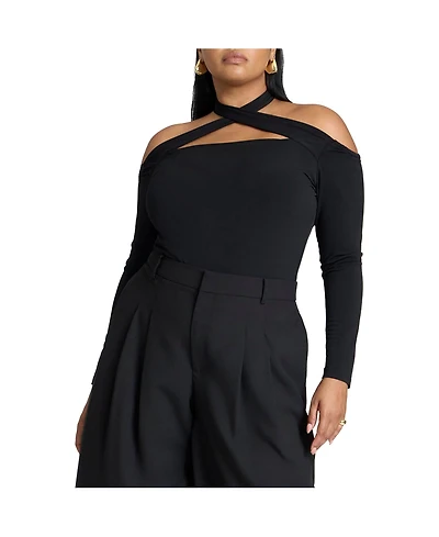 Eloquii Women's Cross Front Cut Out Top