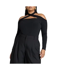 Eloquii Women's Cross Front Cut Out Top