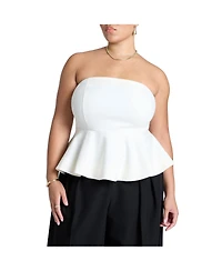 Eloquii Women's Plus Size Strapless Flared Peplum Top