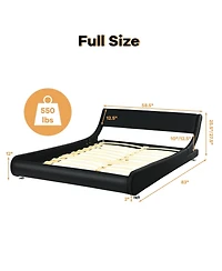 Gouun Full Size Faux Leather Upholstered Platform Bed Adjustable Headboard