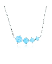 Caribbean Treasures Sterling Silver, Graduating Round Larimar Bar Necklace