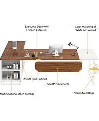 Tribesigns 70.8" Executive Desk with 55" File Cabinet, Modern L Shaped Computer Storage Shelves and Large f