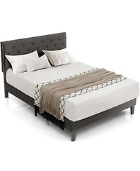 Gouun Full Size Upholstered Platform Bed with Tufted Headboard-Full Size