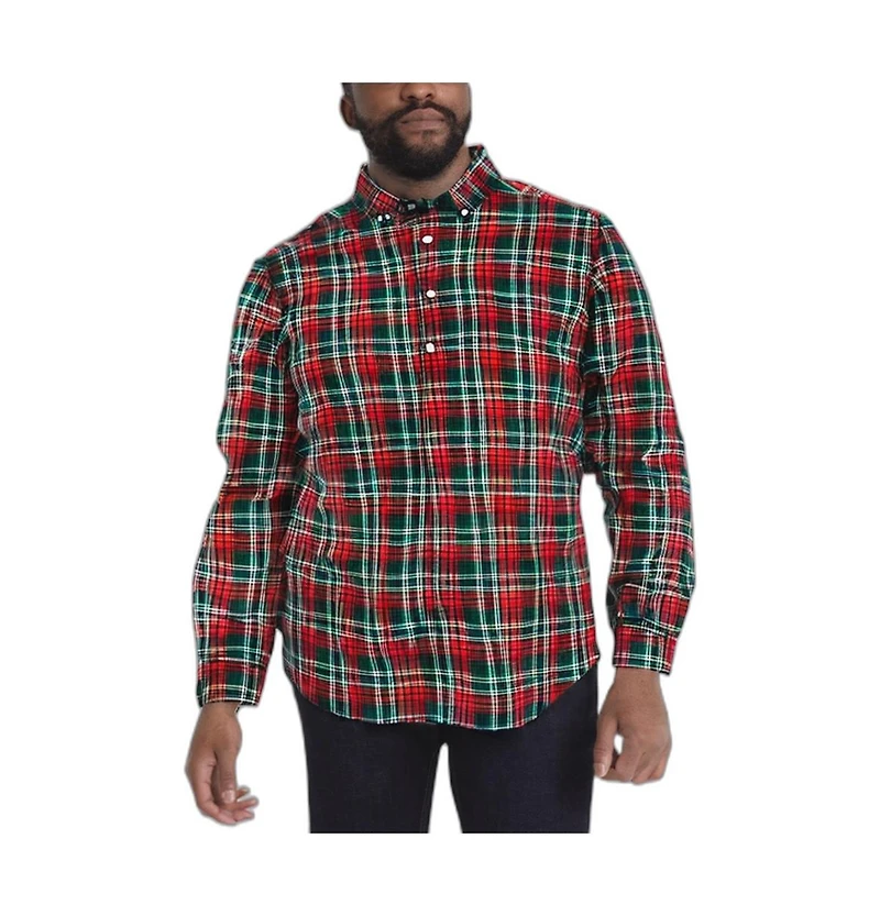 KingSize Men's Long Sleeve Wrinkle-Free Plaid Shirt