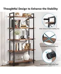 Tribesigns 5 Tier Bookshelf, Modern Etagere Bookcase with Metal Frame, Tall Book Shelf Unit for Living Room, Study, Home Office, Black Friday Deals
