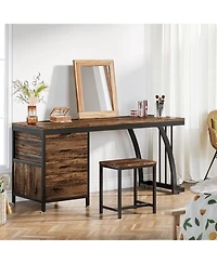 Tribesigns Vanity Desk with 3 Drawers, 59-Inch Chic Makeup for Women, Black Friday Deals