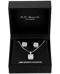 Forever Grown Diamonds 2-Pc. Set Lab Grown Diamond Pendant Necklace & Matching Stud Earrings (1 ct. t.w.) in Sterling Silver