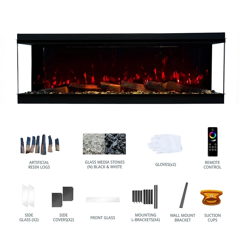 Mondawe 70" Tv Stand with 36" Electric Fireplace With Remote Control and Side Cabinet,White