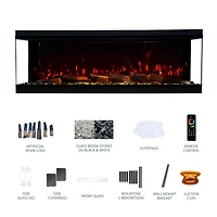 Mondawe 70" Tv Stand with 36" Electric Fireplace With Remote Control and Side Cabinet,White
