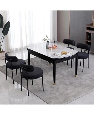 Dyhome Boucle Dining Chairs Set of 4, Upholstered Kitchen Room Chairs, Side with Thick Cushions and Metal Legs