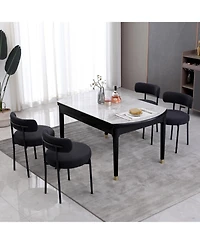 Dyhome Boucle Dining Chairs Set of 4, Upholstered Kitchen Room Chairs, Side with Thick Cushions and Metal Legs