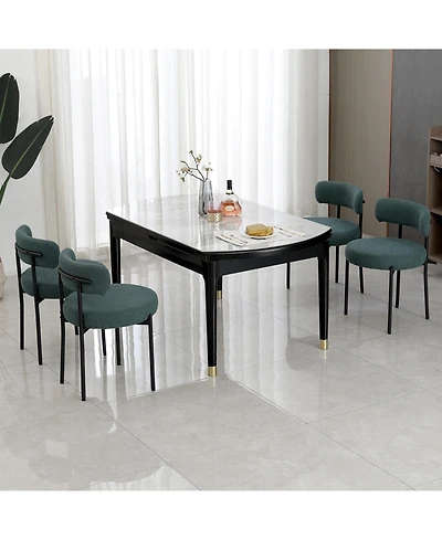 Dyhome Modern Accent Chair, Upholstered Dining Chairs Set Of 4, Short Plush Fabric, Armless Chair With Backrest, Sherpa For Room,
