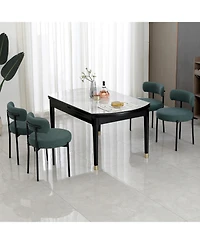 Dyhome Boucle Dining Chairs Set of 4, Upholstered Kitchen Room Chairs, Side with Thick Cushions and Metal Legs