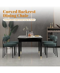 Dyhome Boucle Dining Chairs Set of 4, Upholstered Kitchen Room Chairs, Side with Thick Cushions and Metal Legs