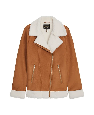 Jessica Simpson Girls 7-16 Fashion Faux Suede Moto Jacket