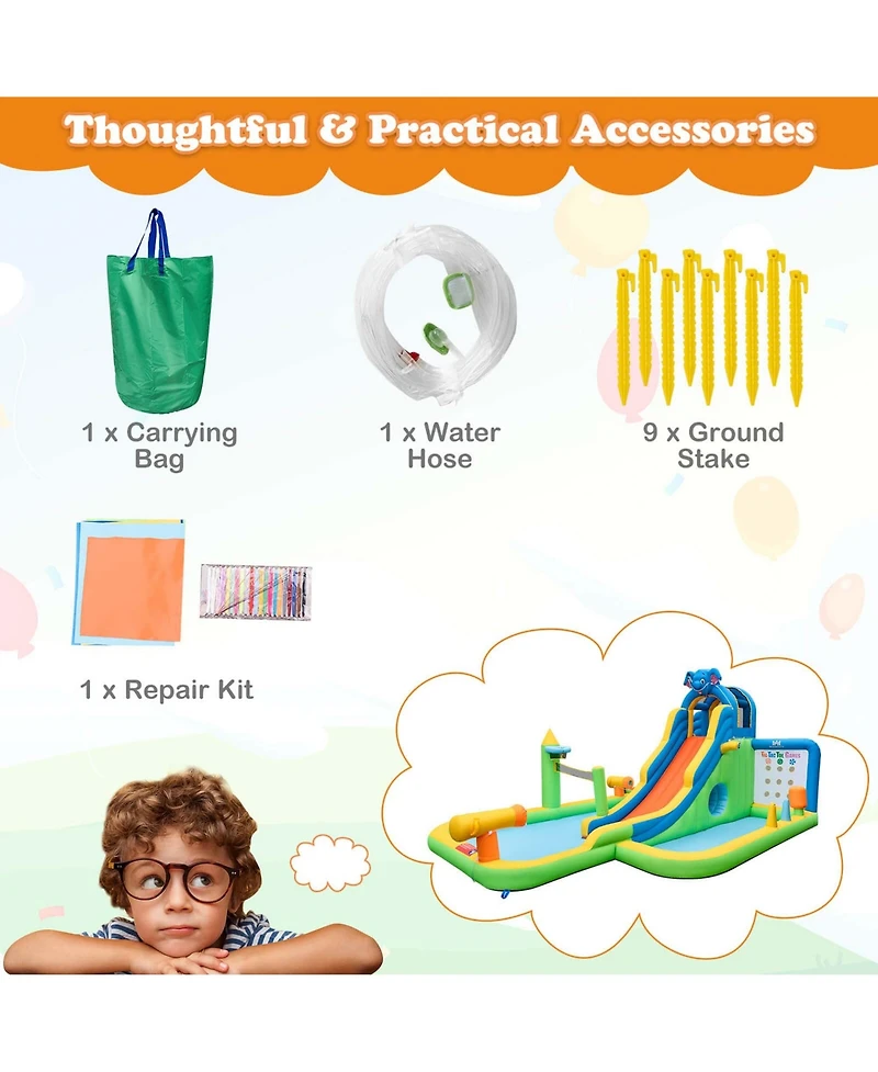 Inflatable Water Slide Giant Water Park for Kids Backyard Fun without Blower