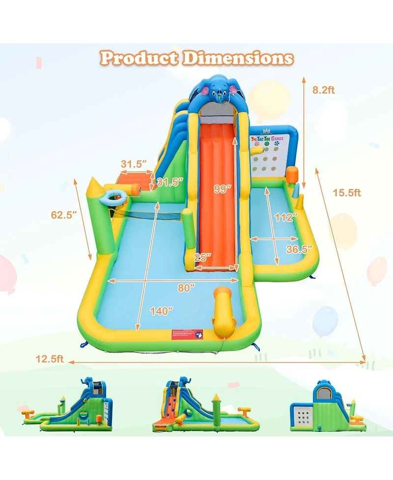 Inflatable Water Slide Giant Water Park for Kids Backyard Fun with 950W Blower