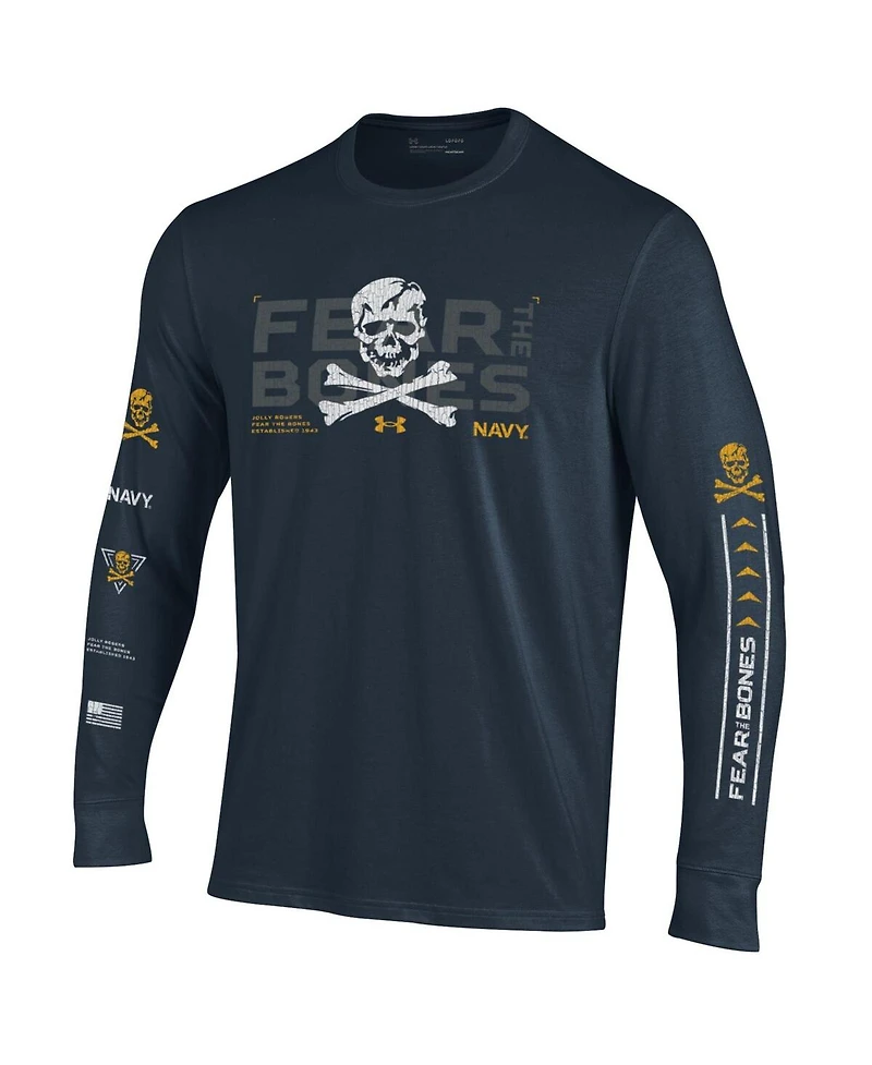 Under Armour Men's Navy Navy Midshipmen 2024 Rivalry Skull Performance Long Sleeve T-Shirt