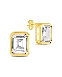 Sterling Forever Camille Bezel Cubic Zirconia Stud Earrings