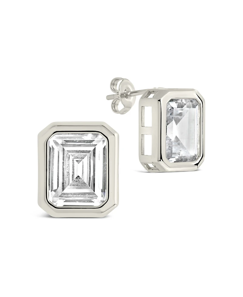 Sterling Forever Camille Bezel Cubic Zirconia Stud Earrings