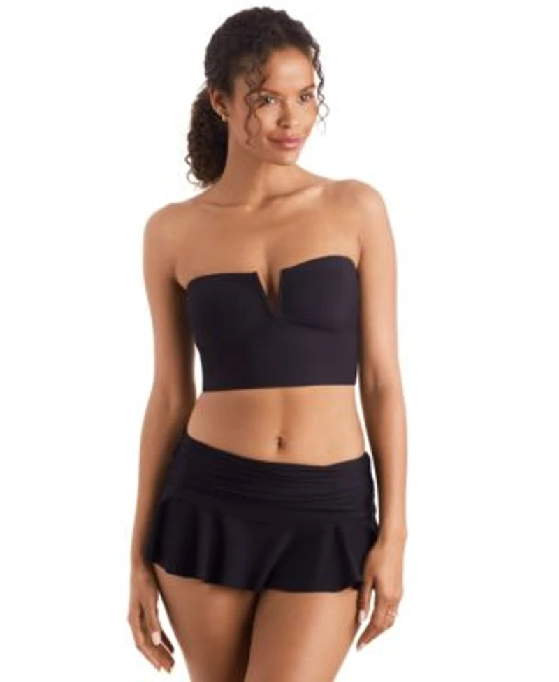 Mimi Flamingo Womens Slit Neck Tankini Top Skirted Bottoms
