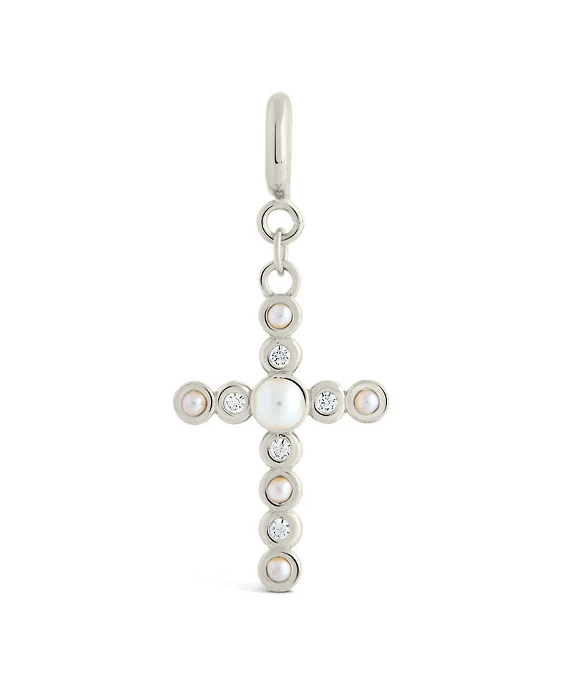 Sterling Forever Cubic Zirconia Mother of Pearl Cross Charms