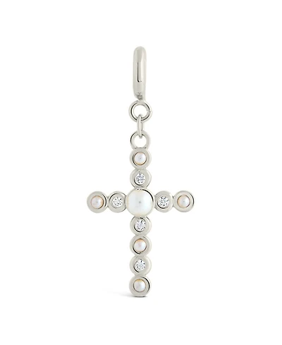 Sterling Forever Cubic Zirconia Mother of Pearl Cross Charms